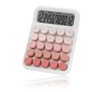 Vkyipg Desktop Mechanical Calculator, Cute Big Buttons Calculators with 12 Digits Large LCD Display, Desk Accessories,Pink