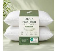 VL 1200gsm Microfiber Duck Feather Pillows 2 pack Extra Soft Filling Hypo Allergenic Anti Dust Mite Filling 85% Feather 15% Down pillows Premium Range Side Back Sleepers Bed 48 X 74 cm (Pack of 2)