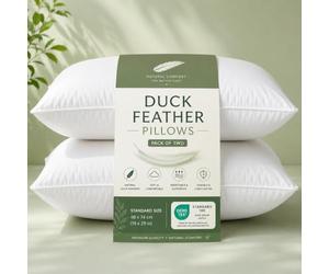 VL 1200gsm Microfiber Duck Feather Pillows 2 pack Extra Soft Filling Hypo Allergenic Anti Dust Mite Filling 85% Feather 15% Down pillows Premium Range Side Back Sleepers Bed 48 X 74 cm (Pack of 2)