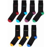 VL 7 Pairs Male Weekday Socks - Cotton Rich Day of the Week Set - Smart Casual Wear UK Shoe Size 6-11