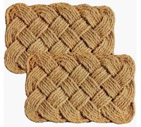 VL Door Mat 40x60cm - Handwoven Rope Coir Door Mats with Knotted Design - Durable Non-Slip Door Mats Outdoor for Cleaning Muddy Shoes in Porch, Patio or Entry | Perfect for UK Weather (Pack of 2)