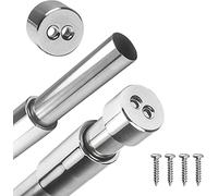 VL Extendable Wardrobe Rail 57-100 cm Fitting Stainless Steel Adjustable Clothes Rail Pole With Both End Sockets & Screws Heavy Duty Rust Resistant For Showers Balcony Windows & Ergonomic Bar Wardrobe