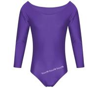 VL Girls' Long Sleeve Lycra Leotard Stretchable Gymnastics & Ballet Bodysuit Silky Nylon/Elastane Dancewear Ages 1-20 Years (Purple, 15-16 Years)