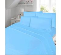 VL Luxury Flannelette Flat Bed Sheet - Soft Flannel Thermal Warm Top Sheets in 10 Colours - 100% Brushed Cotton - UK (Blue, Double Flat Sheet)