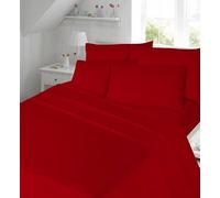 VL Luxury Flannelette Flat Bed Sheet - Soft Flannel Thermal Warm Top Sheets in 10 Colours - 100% Brushed Cotton - UK (Red, Double Flat Sheet)