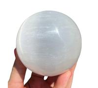 VL Selenite Crystal Stone Sphere Ball Polished Natural Healing Chakra White Stone for Meditation, Home & Living, Room Decor and Spiritual Crystal Sphere Gift Set (11-12 cm)