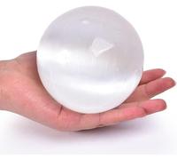 VL Selenite Crystal Stone Sphere Ball Polished Natural White Stone for Meditation, Home & Living, Room Decor and Crystal Sphere Gift Set (3-4 cm)