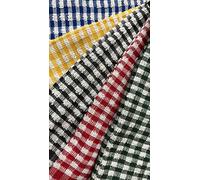 VL® Terry Tea Towels, Super Absorbent Lint Free Kitchen Dish Cloths - 100% Cotton Hotel Quality Tea Towels 10 Pack - Mono Check Glass Cloth Kitchen Accessories