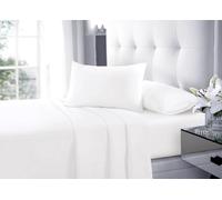 VL Ultra Soft Microfiber Fitted or Flat Sheets Quick Drying Solid Colour Bed Sheets with Deep Pockets Wrinkle-Free Fabric for Effortless Bedroom Style (White, Double Flat Sheet)