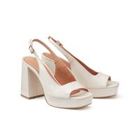 Vlad Leather Slingback Sandals with Heel Ecru
