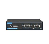 VLALAMNO Gigabit POE switch 4 POE port 2 uplink 1000Mbps Ethernet POE switch 52V 65W network switch (Color : Blue)