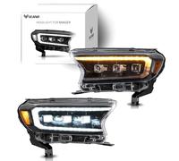 VLAND Headlight Suitable for Ranger T6 T7 T8 T8 XL XLT Wildtrak Raptor 2015-2020 with Sequential Daytime Running Light (LED Matrix, Yellow Reflector)