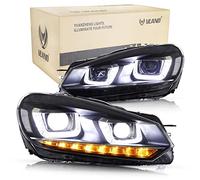 VLAND Headlights and Tail Lights for V-W Golf 6 Golf MK6 VI TSI 2008-2013 (only fit for haolgen version,not for GTI/R),With Sequential Turn Signal (Headlights)