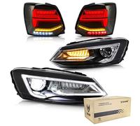 VLAND Headlights & Rear Light for Polo MK5 6R 6C TDI 2009-2017, (Not for 1.2 TSI/GTI/R/saloon),Tail Lights & Front Lamp with Dynamic Indicator,RHD