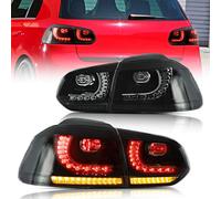 VLAND LED Rear Tail Lights Fit for Golf 6 MK6 TSI TDI GTD R(not for GTI/Variant/Cabriolet), Rear Lights with Sequential Turn Signal Indicators, for RHDE-mark, Smoked