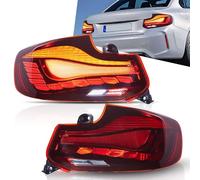 VLAND OLED Tail Lights Compatible with 2014-2020 BMW 2-Series M2 F22 F23 F87 Coupe Convertible,Rear Lights with Dragon Scales Dynamic Startup DRL and Sequential Turn Signal, Red