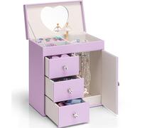 Vlando Girls Musical Jewellery Box Large Musical Box for Kids Ballerina Birthday Room Decoration 4 Layers Jewellery Gift for Girls Kids - Pink