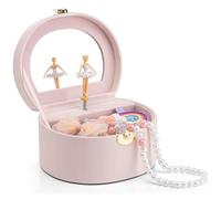 Vlando Musical Girls Jewellery Box with Ballerina, 3 4 5 6 Year Old Girl Gift, Music Box Jewellery Storage Boxes with Lids for Children Bracelet,Ring,Necklasem, Apricot Pink
