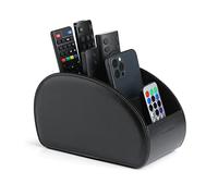 Vlando Remote Control Holder with 5 Pockets, Luxury Classic Organizer for TV, DVD, 4K Stick, Bluray Remotes, Pens, Mobile Phone - Black