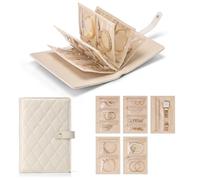 Vlando Teacher Gifts for Women,Travel Jewelry Organizer Case,Jewelry Storage Book Ring Binder with Clear Zipper Velvet Jewelry Pouches Bags for Rings,Necklace,Earrings-Cream White