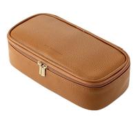 Vlando Travel Cosmetic Bag Small Make Up Bag Women Portable Cosmetic Bag Organiser Multifunctional Makeup Bag Women Made of Waterproof Leather, Caramel brown, MINI, Elegant, modern, compact
