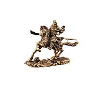 Vlareesu Guan Gong Horse Riding Ornament Vivid Guan Gong Bronze Statue Retro God of Wealth Antique Small Bronze for Office Home Desk