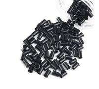 Vlasy 3.4mm Microlink Beads Locks Micro Link Ring Non-Silicone Copper Tubes Beads for Hair Extensions I Tip Tubes (100pcs, Black)