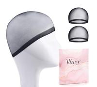 Vlasy Skinlike Black HD Wig Cap, 2pcs Invisible and Transparent Net Caps to Hold Wig in Place, Ultra Thin Hair Net, Breathable Lace Front Net for Women
