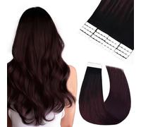 Vlasy Tape in Hair Extensions Human Hair 12 Inch Invisible Straight Seamless Skin Weft Mini Tape Extensions Real Human Hair T1/99J+T1/99J# 16 Pcs