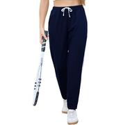 Vlazom Joggers for Women Cotton Cuffed Jogging Bottoms Soft Ladies Sweatpants Lounge Track Pants Casual Running Trousers with Pockets Navy Blue,M