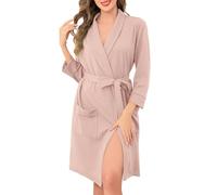Vlazom Ladies Dressing Gown Waffle Shawl Collar Kimono Robe Soft Cotton Spa Bathrobe with Pockets for All Season Black,XXL