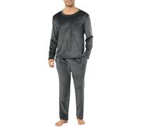 Vlazom Pyjamas Sets for Men Super Soft Fleece Pj's Sets Fluffy Thick Warm Lounge Set Sleepwear with Pockets Dark Grey,M