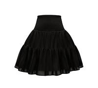 Vlazom Women Crinoline Underskirt A-Line Tutu Skirt 2-Hoop Adjustable Petticoat for Wedding/Prom/Halloween/Cosplay/Ball Dress Black,S-M