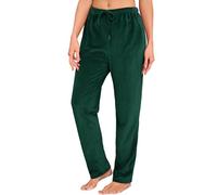 Vlazom Women Fleece Pyjamas Pants Super Soft Lounge Pant Winter Warm Trousers for Loungewear Sleepwear with Drawstring & Pockets Dark Green,L