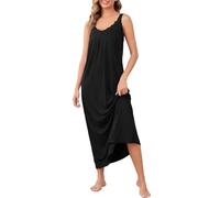 Vlazom Women Nightdress Soft Long Nighties Elegant Lace V-Neck Nightgown Sexy Negligee for Ladies Loose Casual Dress S-XXL