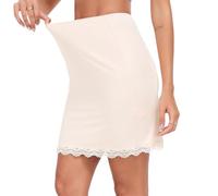 Vlazom Women Underskirt Soft Cling Resistant Half Slips for Ladies Waist Slips Petticoat with Lace A-Beige,S