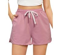 Vlazom Women's Activewear Shorts with Pockets Soft Cotton Sports Shorts with Drawstring Lounge Active Bottoms for Running Gym Lounge Rose Pink,M