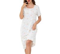 Vlazom Women's Nightdress, Ladies Soft Nighties U-Neck Nightshirts Short Sleeve Sleep Dress Nightgown Sleepwear,Tree & Squirrels Printed,3XL