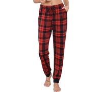 Vlazom Womens Pajama Pants Soft Lounge Plaid Bottoms PJ's Trousers with Pockets for Sleeping Running, A-Black Red Plaid, XXL
