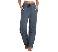 Vlazom Women's Pyjama Bottoms Soft Casual Pants Sleeping Lounge Trouser with Pockets Drawstring A-Dark Grey,M