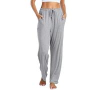 Vlazom Women's Pyjama Bottoms Soft Casual Pants Sleeping Lounge Trouser with Pockets Drawstring A-Grey,L