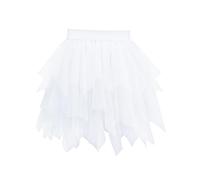 Vlazom Women's Tulle Tutu Skirts, 4 Layered Petticoat Underskirt Vintage A-line Rockabilly Tutu Skirt for Dress-up Parties Dancing, Halloween Party White,L-XL