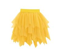 Vlazom Women's Tulle Tutu Skirts, 4 Layered Petticoat Underskirt Vintage A-line Rockabilly Tutu Skirt for Dress-up Parties Dancing, Halloween Party Yellow,XXL-3XL
