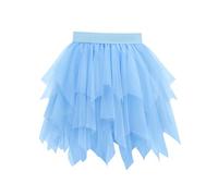 Vlazom Women's Tulle Tutu Skirts, 4 Layered Petticoat Underskirt Vintage A-line Rockabilly Tutu Skirt for Dress-up Parties Dancing, Halloween Party Light Blue,S-M