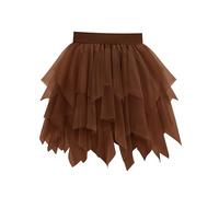 Vlazom Women's Tulle Tutu Skirts, 4 Layered Petticoat Underskirt Vintage A-line Rockabilly Tutu Skirt for Dress-up Parties Dancing, Halloween Party Brown,XXL-3XL
