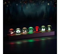 VLBPCR 7Pcs Christmas Crystal Ball with LED Wooden Base, 3D Glass Crystal Christmas Decoration Night Light Lamp Decor Gifts Balls Set for Home Bedroom Living Room Office (Christmas)