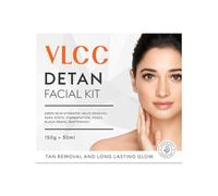 VLCC De-Tan Facial Kit | For Tan Removal | Hydrates, Helps Removes Dark Spots, Pigmentation, Pores, Blackheads & Whiteheads | With SPF 15+ Moisturizer - 180g (150g+30ml)