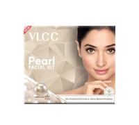 VLCC Natural Pearl Facial Kit - Single Use | Salon Like Facial at Home in Just 6-Steps | Includes Cleanser Scrub Cream Face Pack & Oil Free Gels |