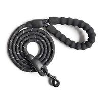 VLDCO 10 FT Strong Dog Leads Leash Extra Heavy Duty Rock Climbing Rope Comfortable Padded Handle Highly Reflective Threads for Small Medium Large Dogs, 1/2 inch Diameter (Black)