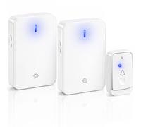 Vlectro Extra Loud Wireless Doorbell - Battery Operated Door Bell with LED Indicator, Long Range, Waterproof Button, Plug-in Receivers, Flashing Visual Alert, Home or Office - (2, White)